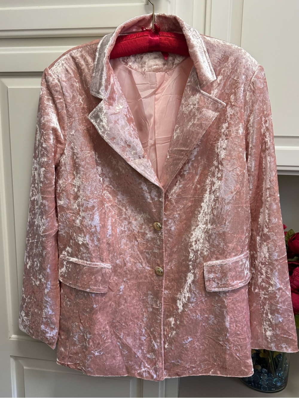 Blush Pink Velvet Blazer Jacket